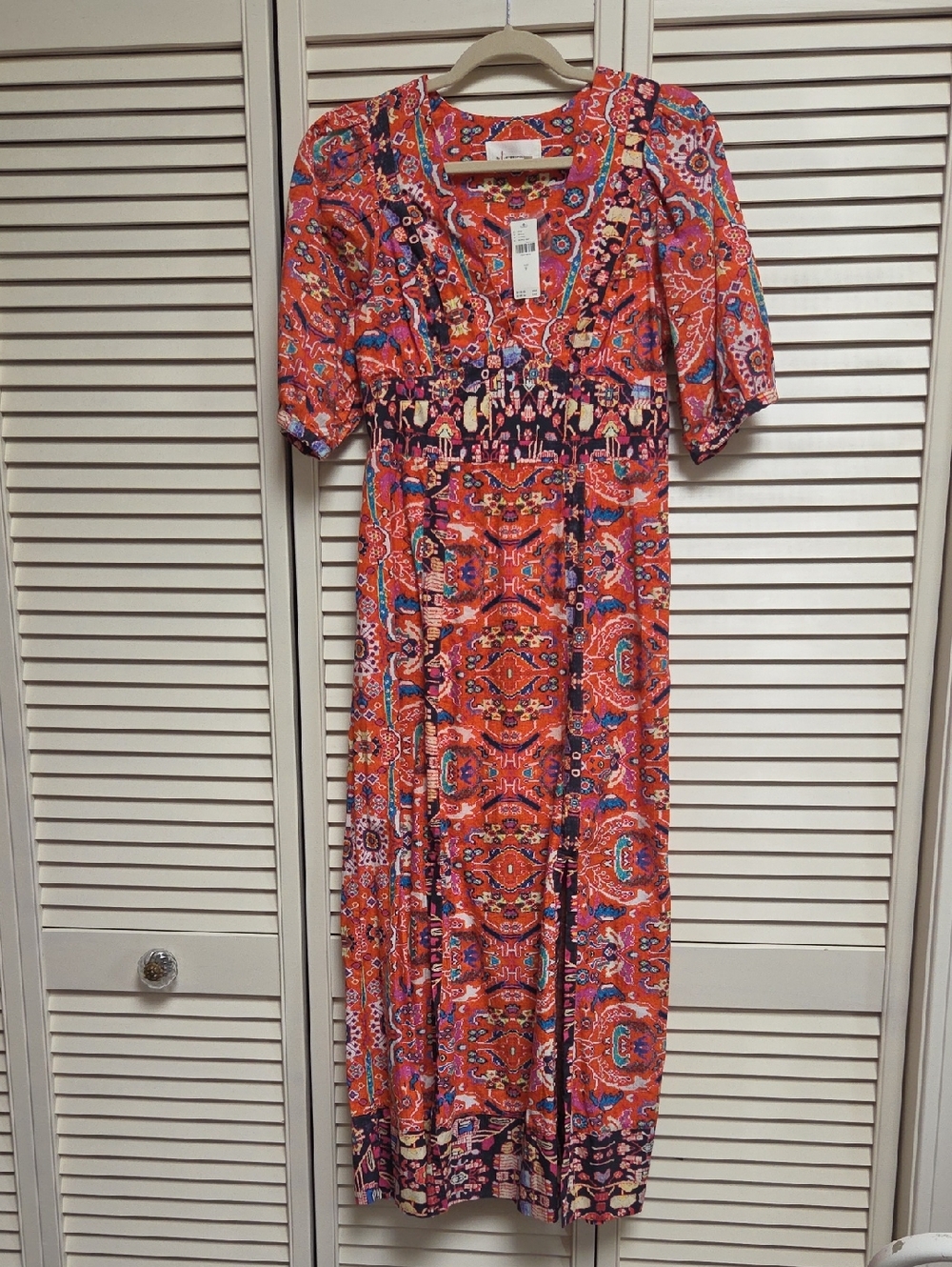 Vibrant Orange Printed Maxi Dress - Women's